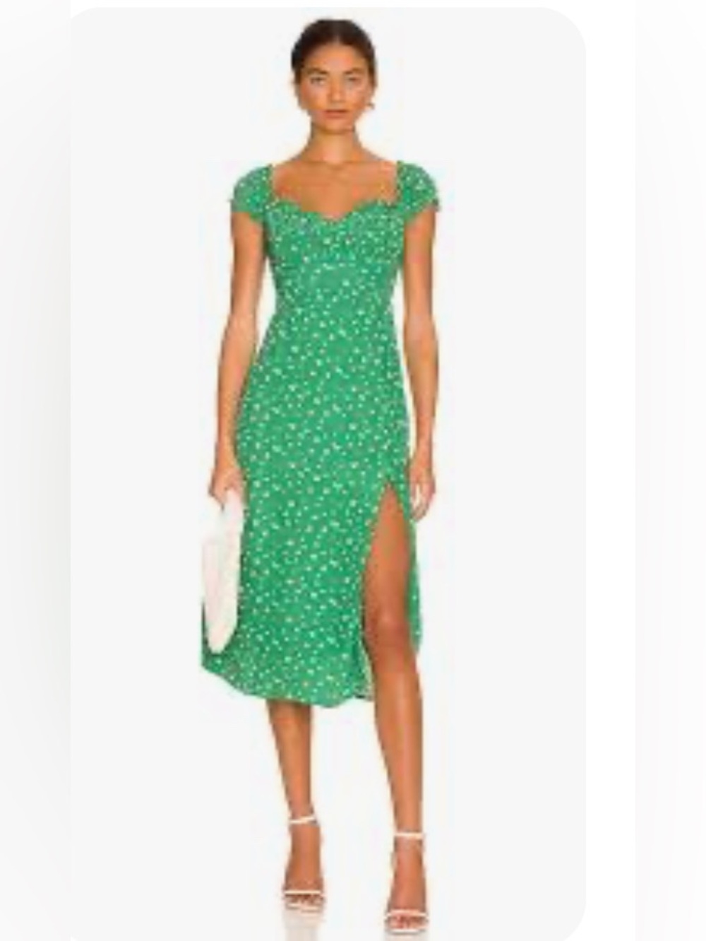 Revolve ASTR the Label Keepsake Dress in Green Floral sweetheart neckline